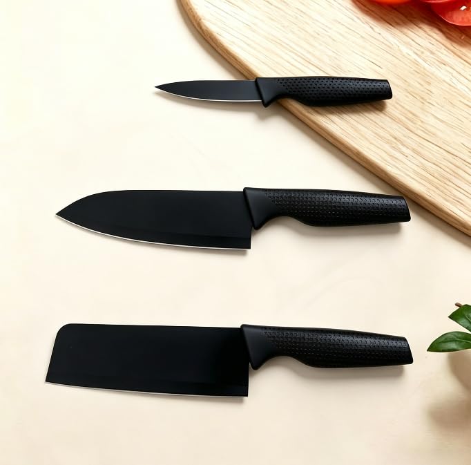 Image of Celvee Kitchen Knife Set 3-Piece, Stainless Steel Chef Knives, Sharp Cutting Knives for Kitchen, Vegetable, Fruit & Meat Cutting