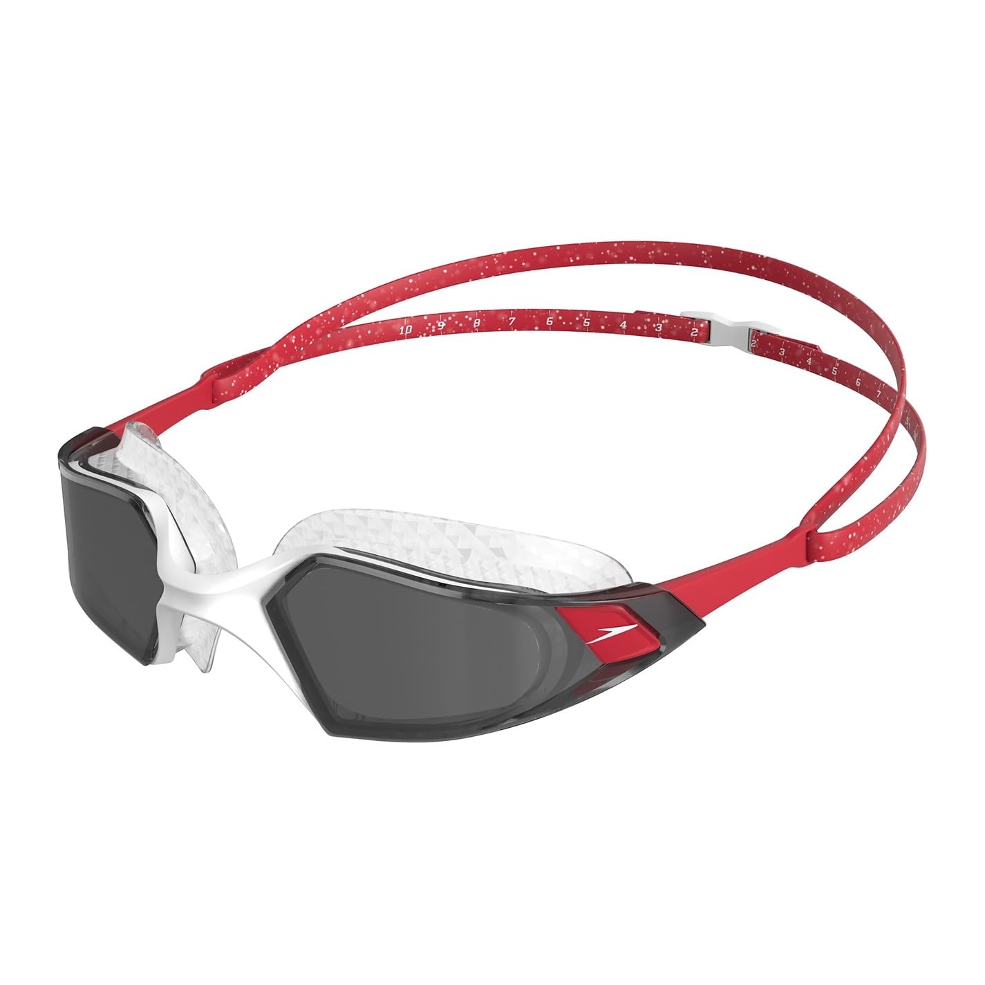 Speedo Unisex-Adult Aquapulse Pro Swimming Goggles | Anti-fog | Anti-mist | Anti-leak Goggles, Fed Red/White/Light Smoke, One Size