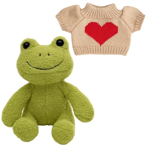 CtiUjdx 2 Piece Frog Teddy Soft Frog Plush Stuffed Animal With Outfit For Kids And Adults Gifts For Bedtime Companionship Room Decor And Emotional Support