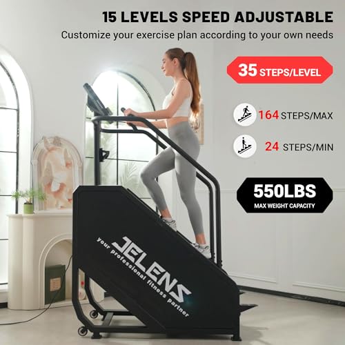 Image of JELENS Stair Stepper Machine with LED Screen, 550 LBS Commercial Grade Stairmaster Machine, Stair Climber with 15 Resistance Levels, 24-163 Steps /Minute