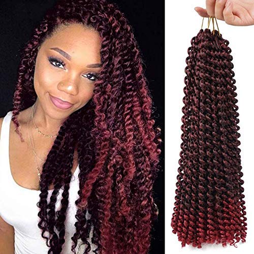 3Pcs Passion Twist Hair 18 Inch Braiding Water Wave Crochet Hair for Passion Twist Bohemian Curly Hair for Crochet Braids Twist (M1B-Bug)