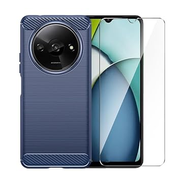 WDMYLFTW Capa para Xiaomi Redmi A3X com protetor de tela HD, capa protetora de borracha macia de borracha macia antiderrapante com absorção de choque e absorção de choque (marinho)