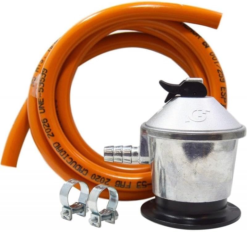 REPORSHOP - Kit Regulador + Goma Butano y Abrazaderas 30gr Domestico Homologado