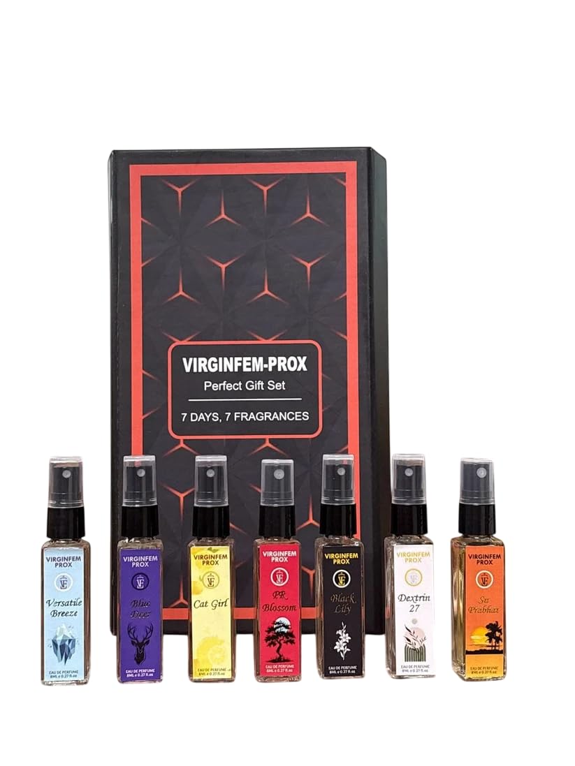 virginfem prox perfume discovery set for men & women | 7 fragrances x 8 ml | eau de parfum mini perfume set | travel size fragrance gift set