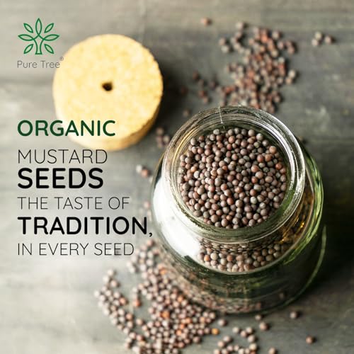 Image of Pure Tree Certified Organic Mustard Seeds Big | 5 Kg / 5000 g | Black Mustard Rai Seeds Big | Sasive seeds Whole Kali Rai Dana | Sarson dana Indian Spice Gluten Free