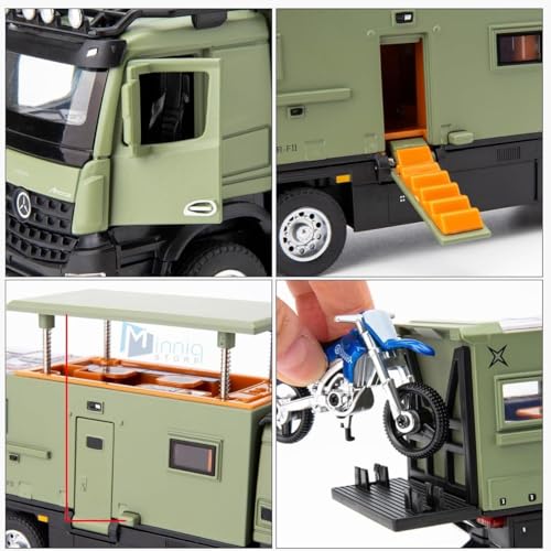 Image of 1:24 Scale Die-Cast Benz Camper RV Motorhome with Openable Doors Pull Back Action,Lights & Music Best Truck Toy Best Birthday Gift for Kids (Camper RV Motorhome Truck)