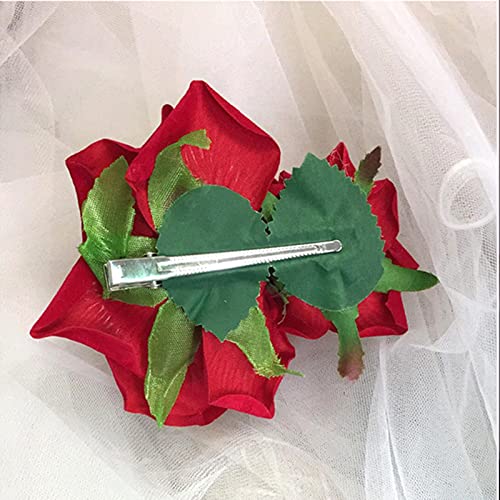 flower hair combs rose flower bohemia hairpin bride costume hair decor for party wedding red1pc