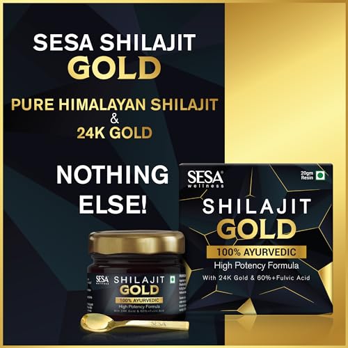 SESA Shilajit Gold 20g Resin I With 24k Gold | 60%+ Fulvic Acid (Certificate Included) | Helps Boost Stamina, Immunity & Muscle Recovery| |100%... - Image 2
