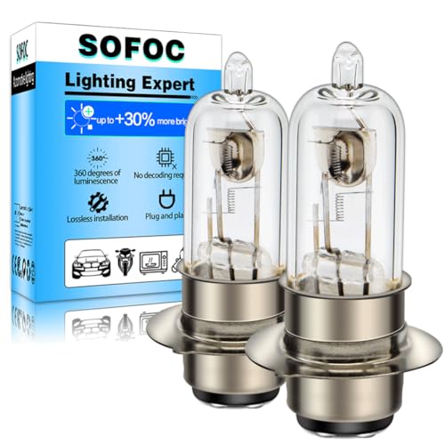 SOFOC P15D-25-1 Ampoule H6M 1 Broche 6V 25W Blanc Chaud Moto Scooter Phares Code Croisement Double Contact Plaque Frontale Motocyclette 2Pcs
