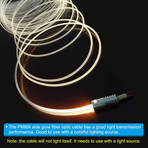 Image of PATIKIL 3mm 3.0m PMMA Side Glow Fiber Optic Cable Kit, with LED Aluminum Illuminator 12V 1.5W Guide Light Source Decoration for Home DIY Lighting, Warm White