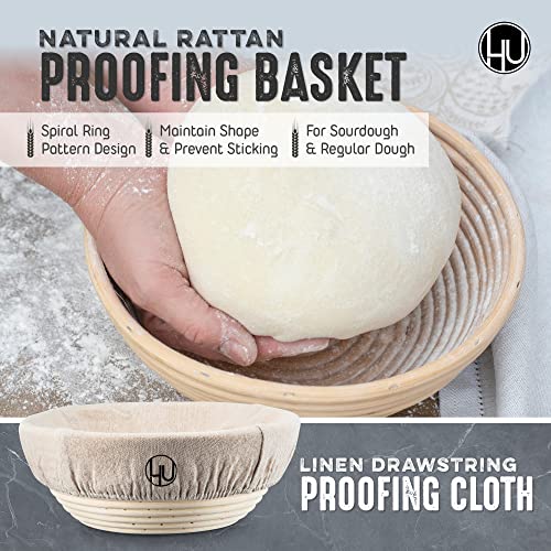 Sourdough Start Kit - Sourdough Bread Baking Supplies With Banneton Bread Proofing Basket Bowl, Cloth, Whisk, Bread Lame, Dough Scraper, 2 Brushes - Sourdough Starter Kit Bread Making & Baking Tools #TOP5