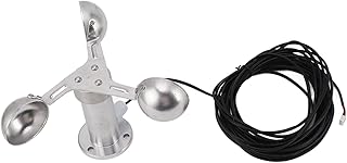 Wind Tempo Sensor, 0-3.8V Aluminium Alloy Anemometer for Weather Station to Wind Measuring Three Cups Wind Measuring Detector, Wind Sensor with 8 Meter Cable