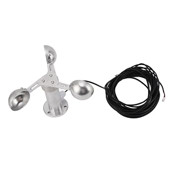 3 Cups Wind Speed Sensor Anemometer, Aluminum Alloy Wind Speed Monitor Sensor Wind Speed Detector with Cable for Wind Measurement in Power Plants, Meteorological Stations