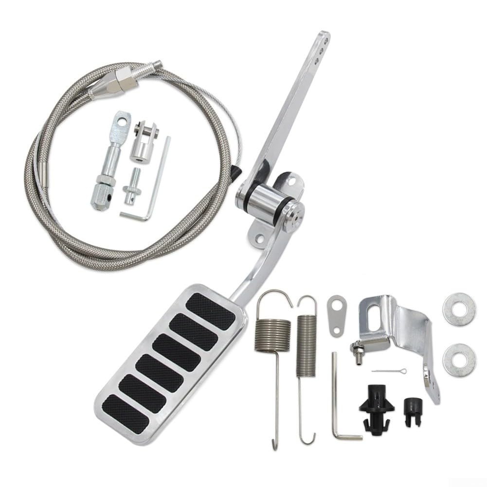 Pedale acceleratore in alluminio con kit cavo manicotto da 61 cm, staffa da 2 "x 4-1/2", ricambio diretto per auto camion Hot Rod Racing Performance Parts