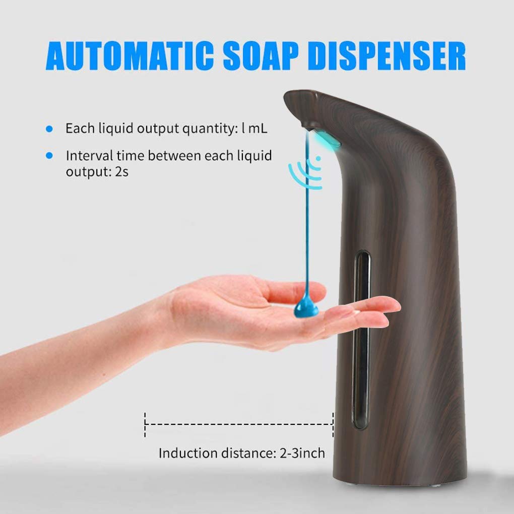 Distributeur automatique à piles sans contact avec capteur infrarouge pour lavage des mains, restaurant, bar, salle de bain, couleur bois foncé