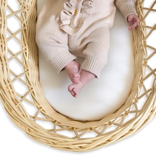 Clair de Lune 3D Mesh Atmungsaktive Ganzjahres-Matratze Weidenkorb – 65 x 28 cm