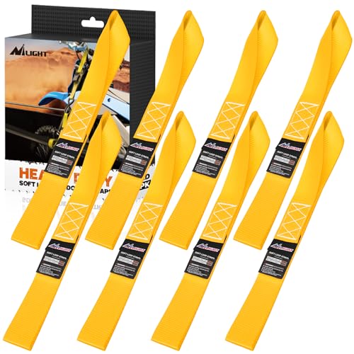 Image of Nilight Soft Loop 1.7 inchx17 inch Motorcycle Tie Down Straps Heavy Duty 12000Lbs Max Break Strength for Securing ATV UTV Kayak Moving Cargo (8PK-Yellow)