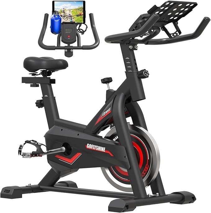 GOFLYSHINE Exercise Bikes Stationary,Exercise Bike for Home Indoor Cycling Bike for Home Cardio Gym,Workout Bike with pad Mount & LCD Monitor,Silent Belt Drive