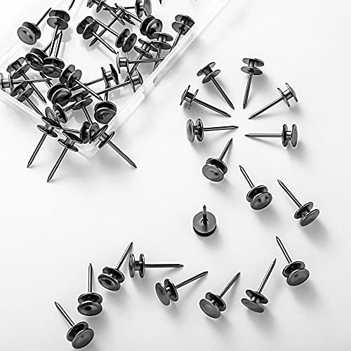 Image of Hotop 50 Pcs Double Headed Picture Hangers Nails Small Head Hanging Nails Picture Photo Hanging Hook Pins Decorative Nail Hook Hangers for Home Office School (Black)