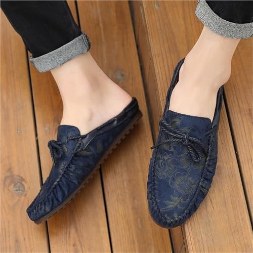Mens Loafers Shoe Floral Vegan Leather Half Moccasins Shoes Lightweight Comfortable Flexible Fashion Outdoor Slip-on4