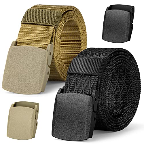 IronSeals 2 Pack Military Tactical Web Belt, Webbing Nylon Outdoor Web Belt with Plastic Buckle