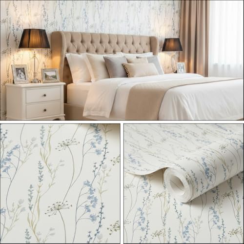 Image of Floral Wallpaper Peel and Stick - Flower Design Self Adhesive Wall Paper for Living Room, Bedroom, Kitchen, Removable Waterproof Wall Decor (MG18, 16X96 Inch)