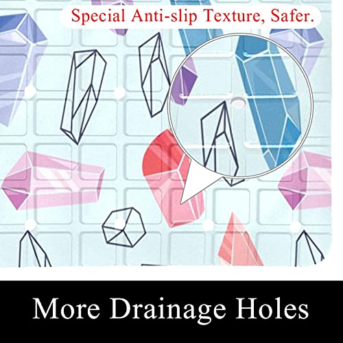 Tapis de douche antidérapant bleu clair baignoire avec ventouses - 3