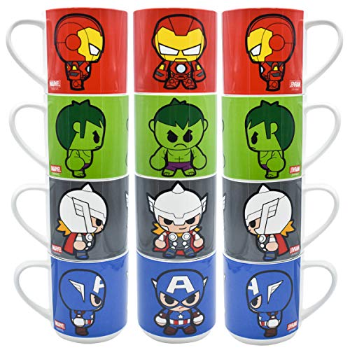 Loncheras Y Termos, Watch Fun Kids 1754-22 Juego de 4 Tazas Apilables Disney Marvel Avengers de Porcelana de 300 Mililitros