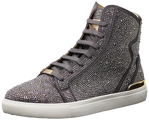 Image of Enzo Romeo Men's Fashion High Top Crystal Shimmer Rhinestone Blink Flat Sneakers Shoes