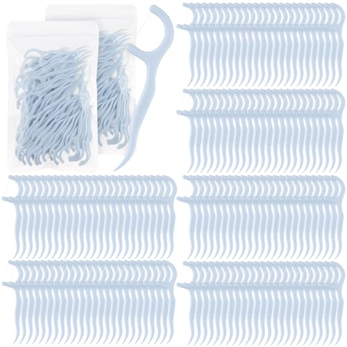 Baderke 600 Count Dental Floss Picks Tooth for Adult, Light Blue