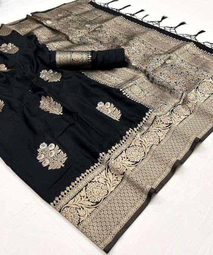 Image of SWORNOF Women's Woven Khadi Georgette Silk Saree With Unstitched Blouse Piece