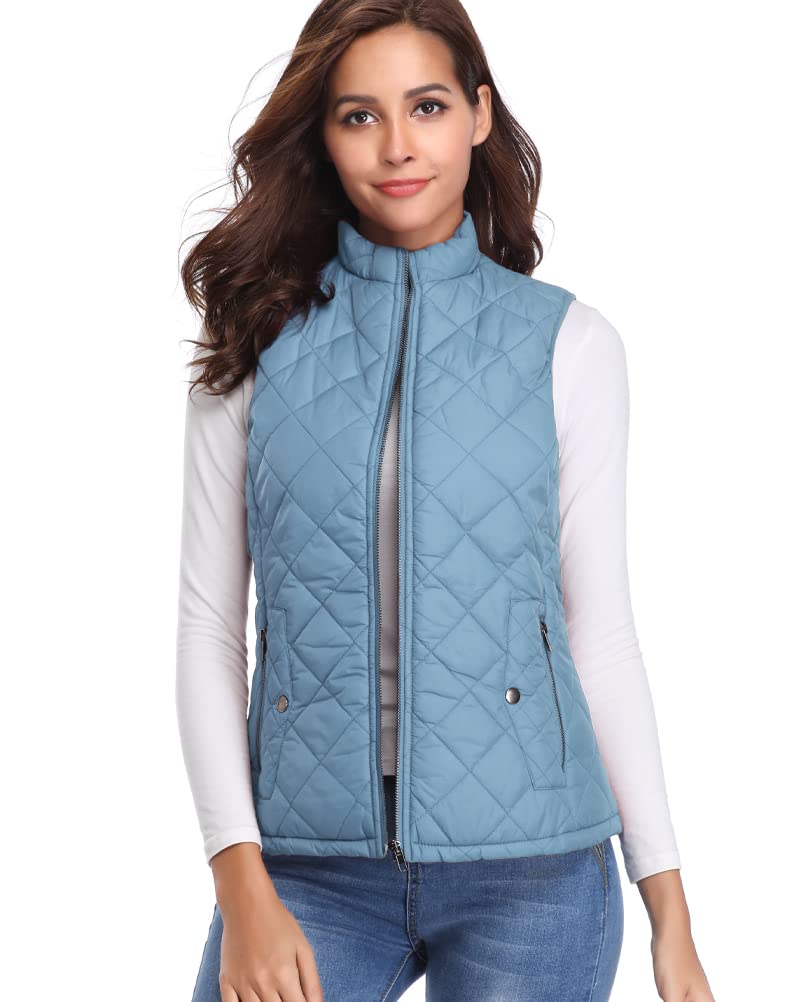 fuinloth Gilet Donna Smanicato Invernale Panciotto Dritto Collarei Giacche Ultraleggeri Senza Maniche Giacca con Tasca con Cerniera