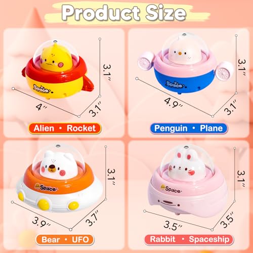 Image of 4PCS Animal Press to Go Car Toys for Toddlers 1-3, Push Go Friction Car Toys for 6-18 Months Baby, Animal Space Racing Cars, Infant Play Vehicle Set, Birthday Gifts for 1 Year Old Girl & Boy