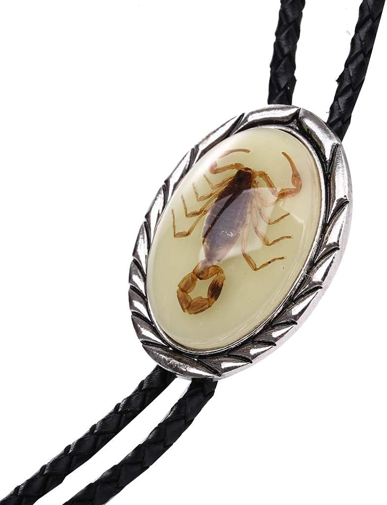 HUABOLA CALYN Bolo tie for Men- Unique Luminous Stone Native American White 3D Scorpion Animal Bolo ties Handmade - Image 3