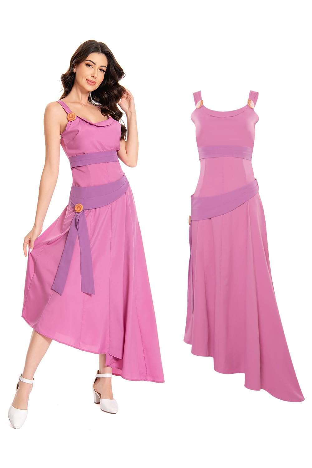 Vaianie Princess Cosplay Costume for Adult Women Pink Sleeveless Dress Outfits for Halloween Party