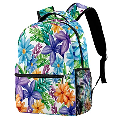 Sac à dos de voyage fille garçon bleu jaune violet avec poche gourde latérale