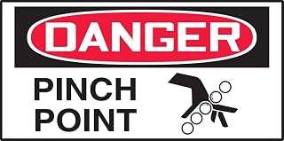 Accuform Danger Pinch Point Safety Labels, 10-Pack 1.5x3" Adhesive Vinyl Stickers, OSHA Compliant, Red/Black on White, Made in USA