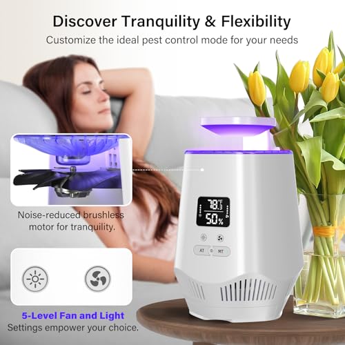 Image of Fruit Fly Traps for Indoors, Smart Fly Trap Indoor Bug Zapper Gnat Traps for House Indoor with Temperature and Humidity Sensor, 10PCS Sticky Boards White 02