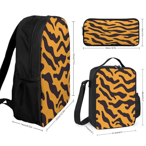 Golden Leopard Print Backpack Set 3 Pieces Backpacks Lunch Bag Wallet For Travel Outdoor Sports2