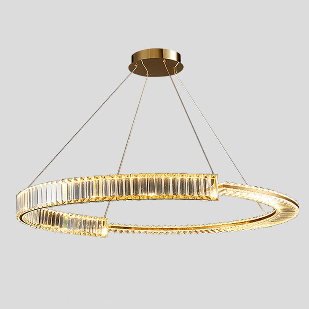 Plafonnier cristal LED anti-reflet : lustre tricolore apaisant