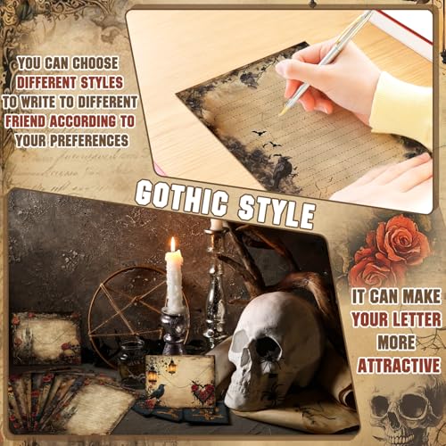Image of TaoBary 160 Pcs Gothic Stationery Paper and Envelopes Set, 5.5 x 8.25''