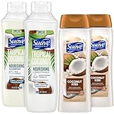 Suave Body Wash 2-Pack + Nourishing Shampoo & Conditioner, Tropical Coconut Bundle (4 Piece Set)
