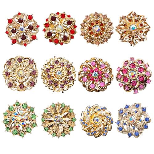 Broches vintage fleur cristal : le cadeau idéal de 12 épingles strass pour bouquet de mariage
