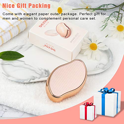 Bezox Glass Foot File Callus Remover, Crystal Pedicure Foot Scrubber For Travel Use, Portable Handheld Sized Foot Scraper For Cracked Heel - Shinning Golden #TOP6