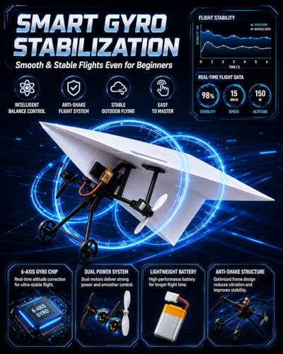 Image of Rc Paper Airplane Motor Kit DIY Model Airplanes Launcher Construction Set with Gyro Stabilizer Dual Propellers Foldable Electric Remote Control Paper Plane Drone Stem Toy Tech Gadgets Gifts(3Pcs Set)