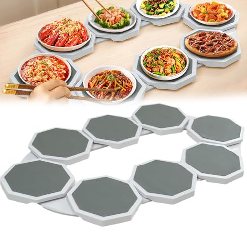 Plateau rotatif pour table à manger résistant à la chaleur avec supports antidérapants