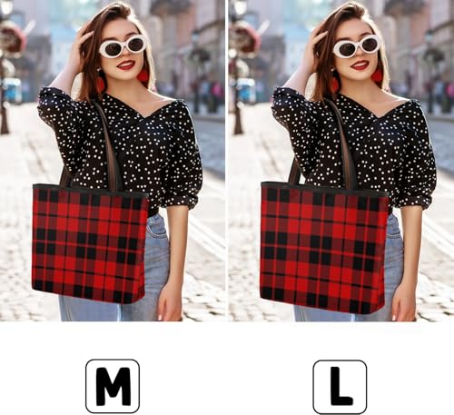 Red Black Plaid Tote Bag for Women Womens Handbags Tote Bags for Travel Beach Gym2
