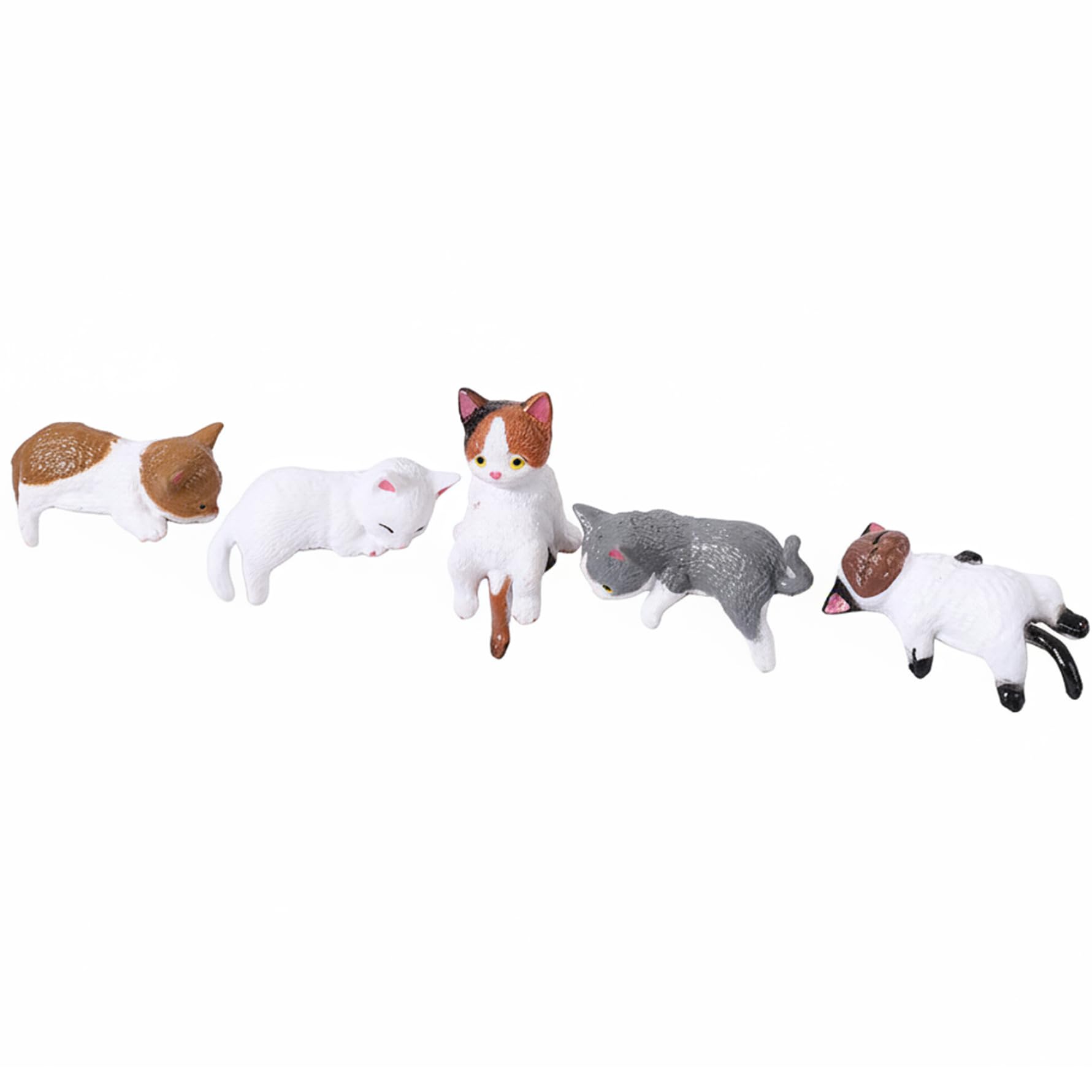 CAKEEYUM Mini Cat Figurines 5PCS Cute Cat Computer Monitor Decor Resin Car Dashboard Accessories for Home Office Computer Monitors Car Screens Desks