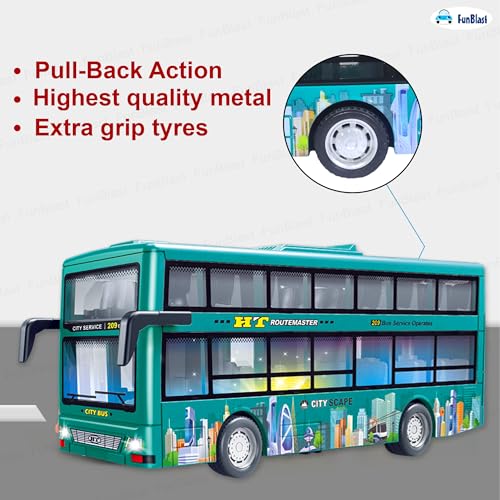 Image of FunBlast City Bus Toy for Kids - Push & Go Vehicle with Sound and Light Effects, Toy Bus for Boys & Girls Age 3+ Years Boys and Girls (Green)