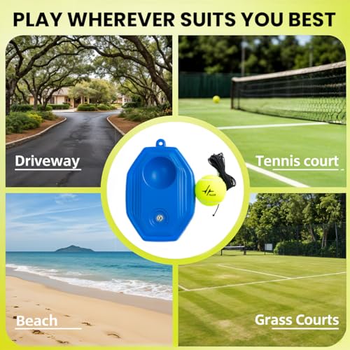 Image of PulseITStroke - Tennis Trainer Rebound Ball with String | Self-Practice Tennis Training Set with Base | Cricket & Tennis Rebound Ball with Rope | Fill with Water or Sand for Stability (Octagon)